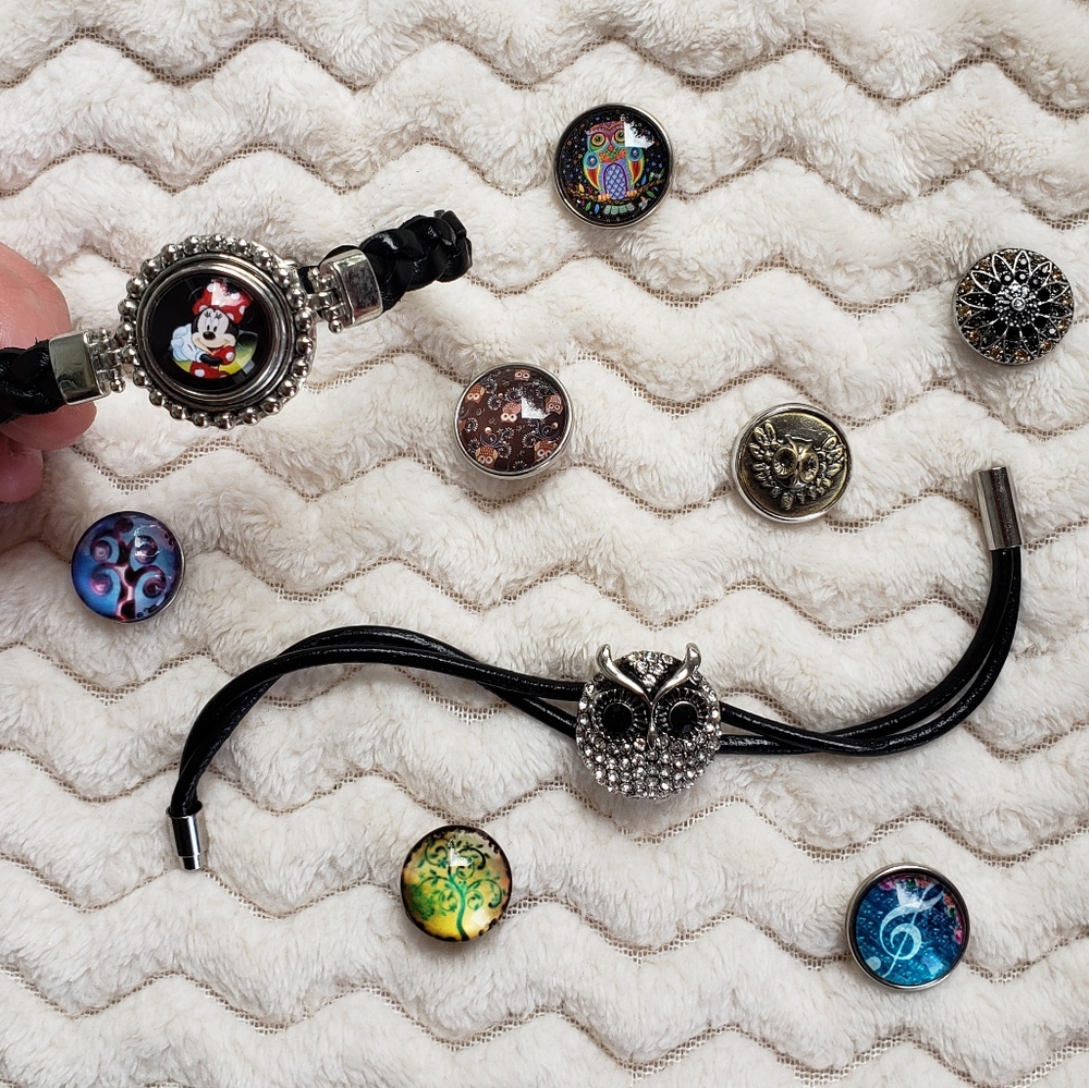 Snap Charm Bracelet Set - 2 Bracelets w/ Charms